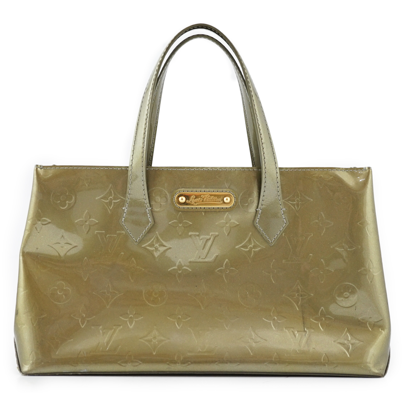 A Louis Vuitton gold metallic monogram tote bag, height 18cm, height to handle 29cm, width 31cm, depth 11.5cm